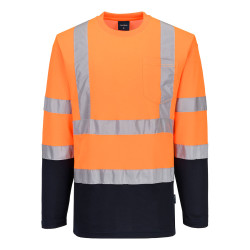 Dwukolorowa koszulka t-shirt Cotton Comfort z długimi rękawami
