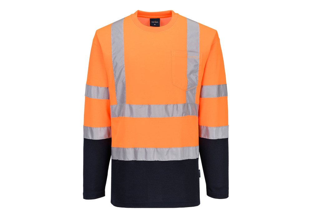 Dwukolorowa koszulka t-shirt Cotton Comfort z długimi rękawami