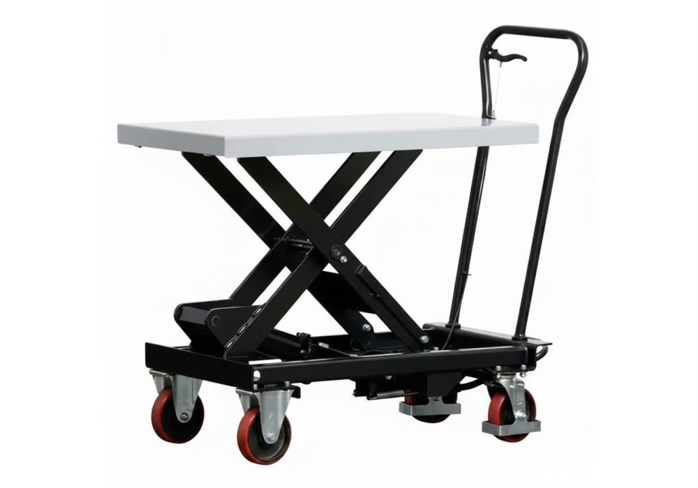 Podnośnik nożycowy mobilny ręczny 500 kg, platforma 1010 x 520 mm, do 1000 mm