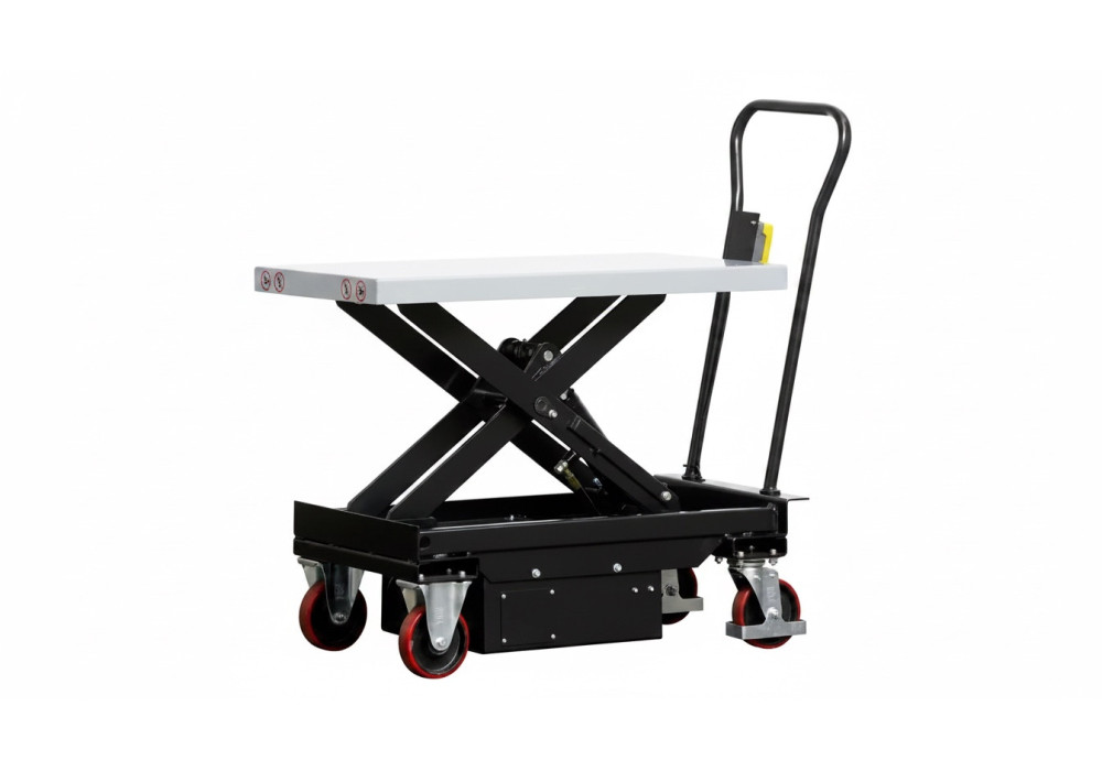 Podnośnik nożycowy mobilny elektryczny 500 kg, platforma 1010 x 520 mm, do 950 mm