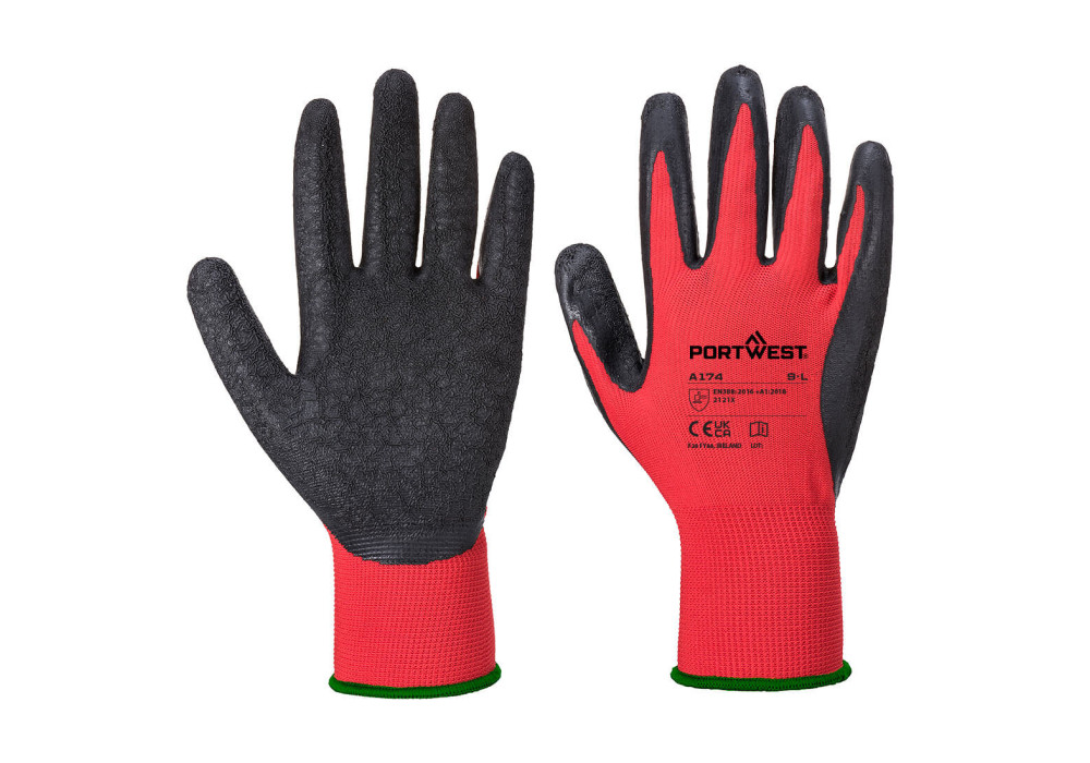 Rękawice robocze powlekane lateksem Flex Grip, czerwono-czarne