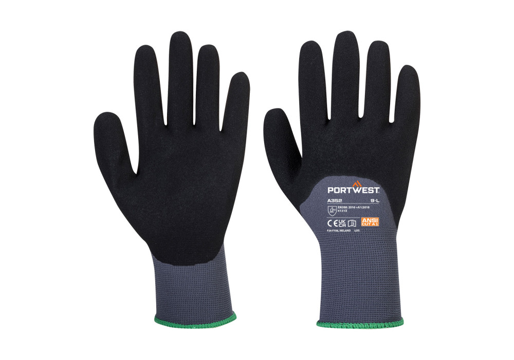 Rękawice robocze powlekane nitrylem 3/4 DermiFlex Ultra, szaro-czarne