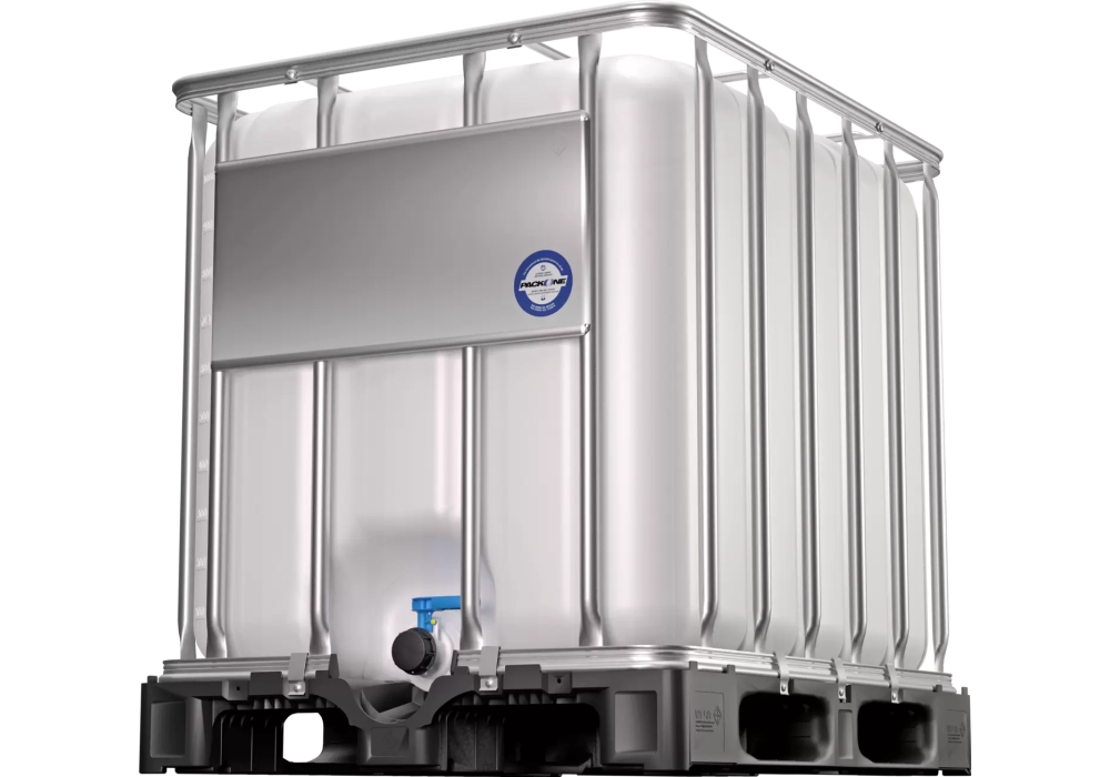 Zbiornik IBC 600 l do substancji niebezpiecznych – uszczelnienie Viton, paleta PE