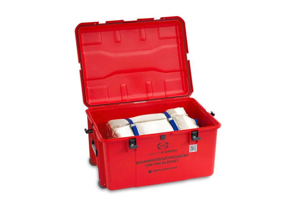 Koc przeciwpożarowy do akumulatorów 2,7 x  3 m -  zestaw z pojemnikiem transportowym