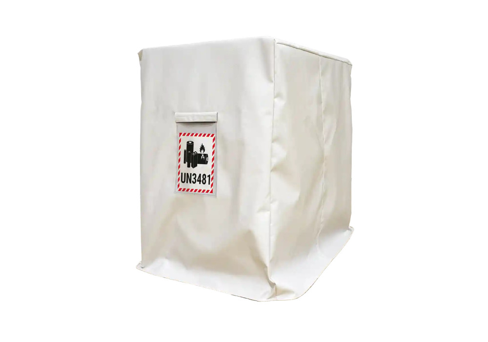 Pokrowiec przeciwpożarowy na paletę EURO z bateriami litowo-jonowymi